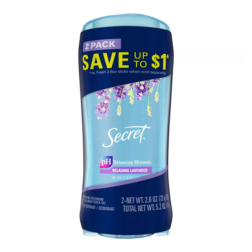 Secret Fresh Clear Gel and Deodorant for Women, Relaxing Lavender, 2 Ea, 5.2 Oz